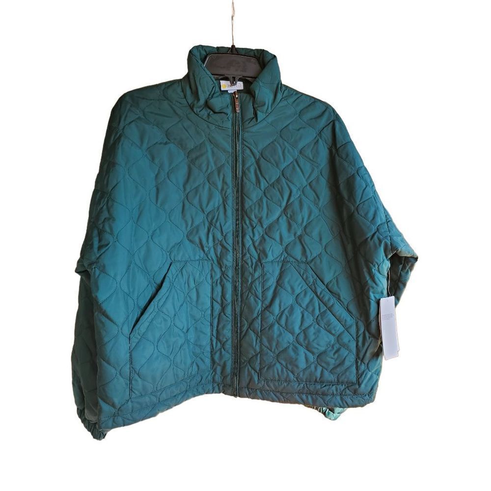 New women Zella Moss Green Quilted Bomber Jacket Medium Smoke free home